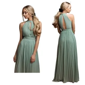 Galajurk sage green halter chiffon