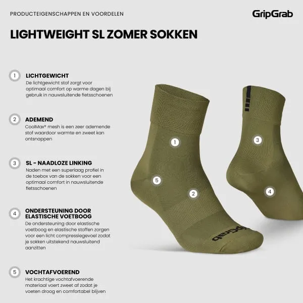Gripgrab Socks Lightweight Sl Olive Green